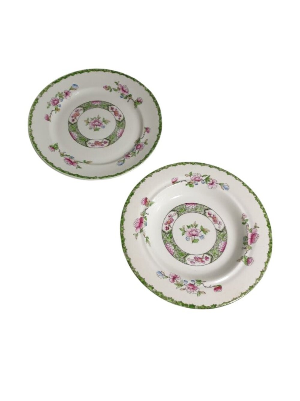 Anchor China Plate and Bowl Pink Green Floral Pattern Bone China England Vintage